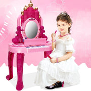 Trade Shop - Specchiera Make Up Per Bambina Con Luci Suoni Tastiera Pianola E Sgabello 2in1 -