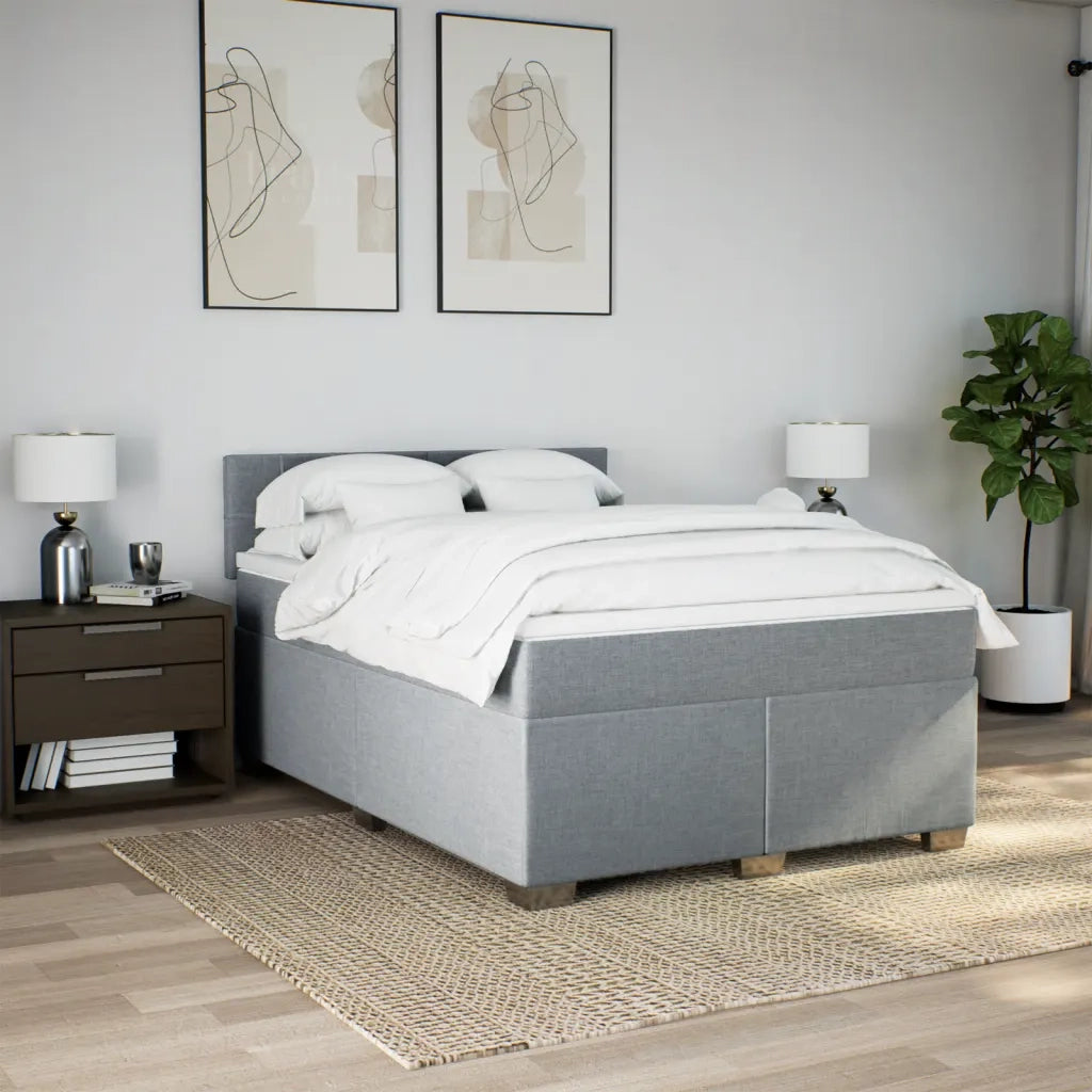 Giroletto a Molle con Materasso Grigio Chiaro 140x200cm Tessuto