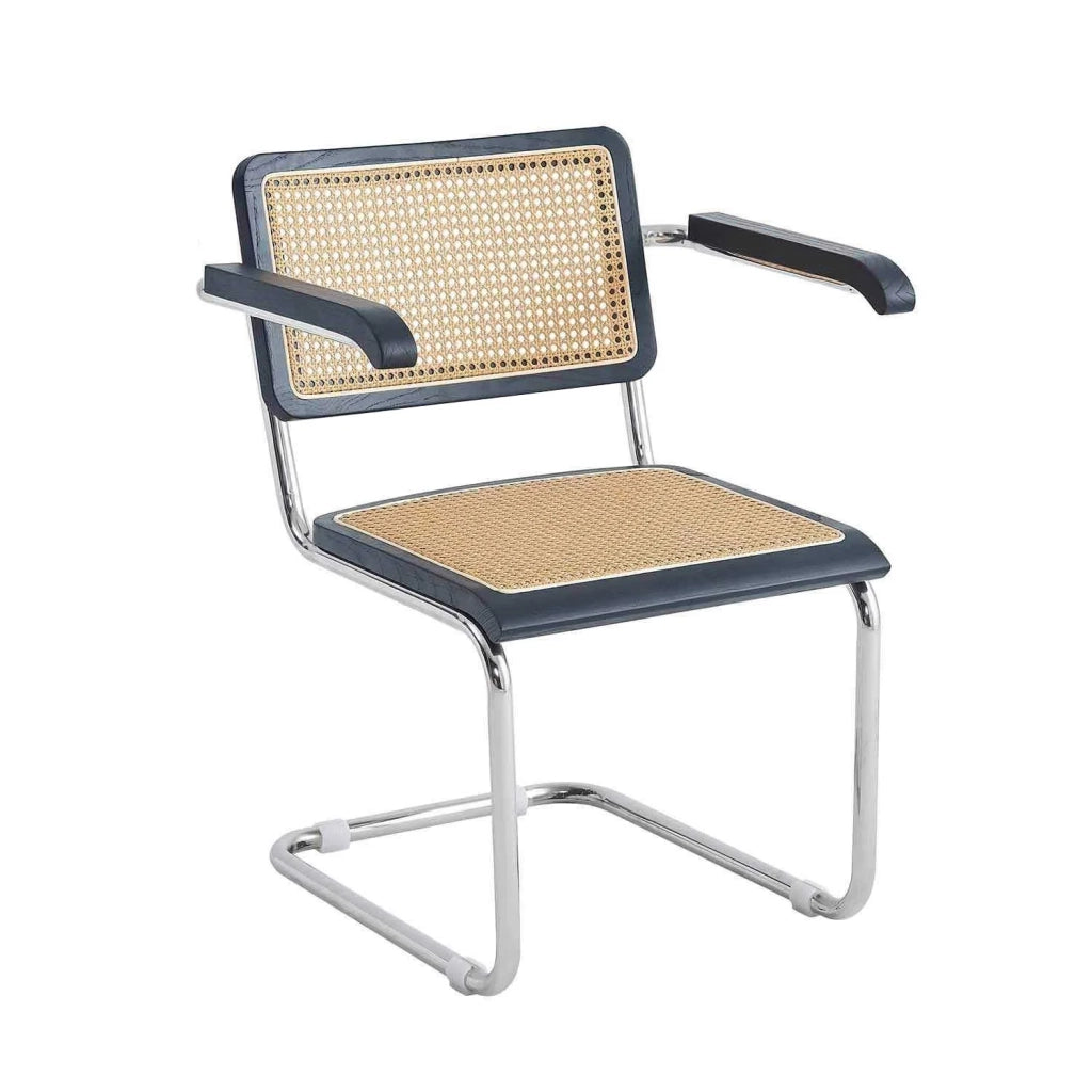 LÚZETE - SEDIA WEBSTER CON BRACCIOLI IN RATTAN NERO PL