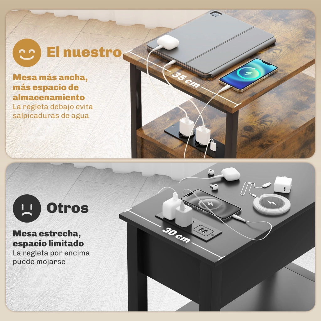 Tavolino con Cassetti e Ripiano ¨C Minimal ¨C Marrone Legno 50x50x50