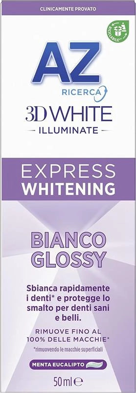 AZ DENTIFRICIO 3D WHITE ILLUMINATE EXPRESS WHITENING BIANCO GLOSSY 50 ML SBIANCA RAPIDAMENTE