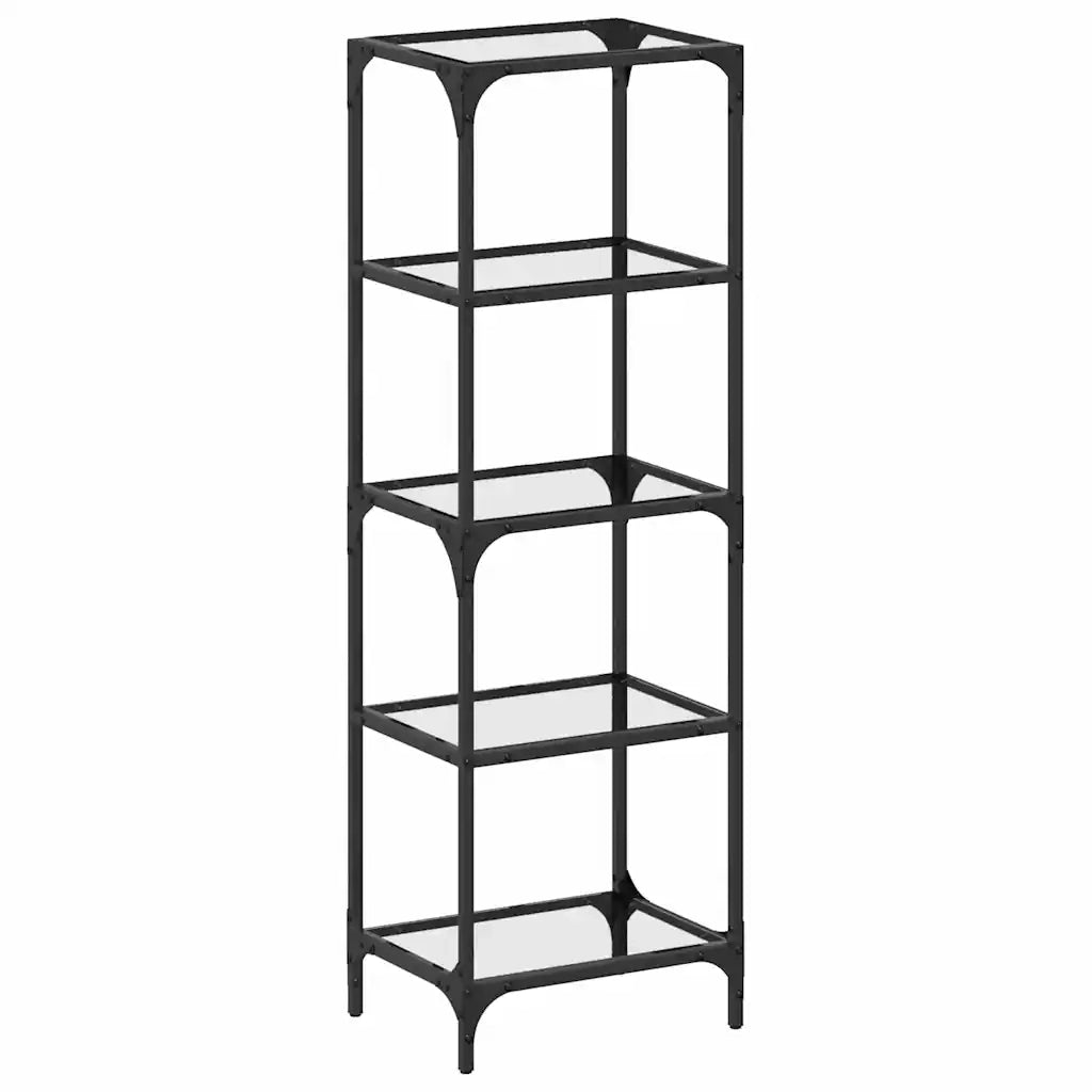 vidaXL Scaffale con Piano in Vetro Nero 40x30x123cm in Acciaio