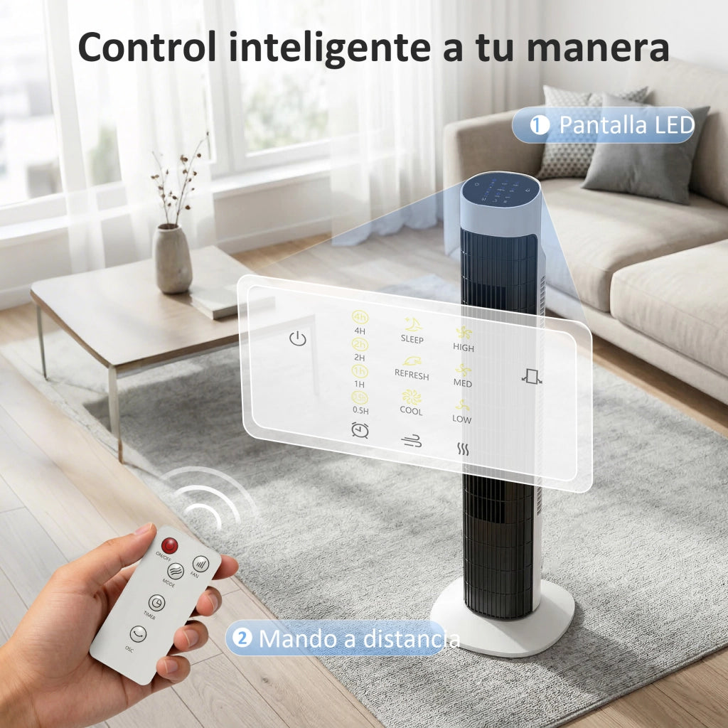 Ventilatore a Torre ¨C zephmum ¨C 3 Velocit¨¤ Telecomando Timer 70¡ã Bianco e Nero
