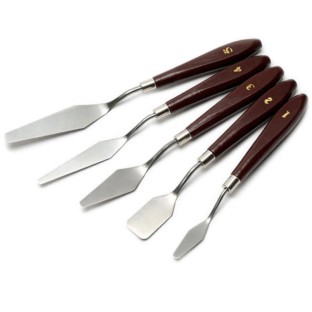 Trade Shop - Set 5pz Coltelli Coltello Spatola Per Tavolozza Pittura Materica Acrilico Olio Tela -