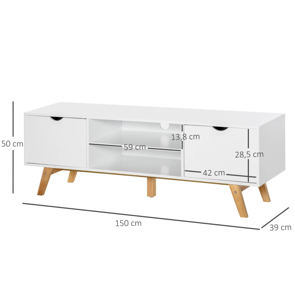 Mobile TV con 2 ante e 2 ripiani ¨C zephmum ¨C bianco legno 150x39x50 cm