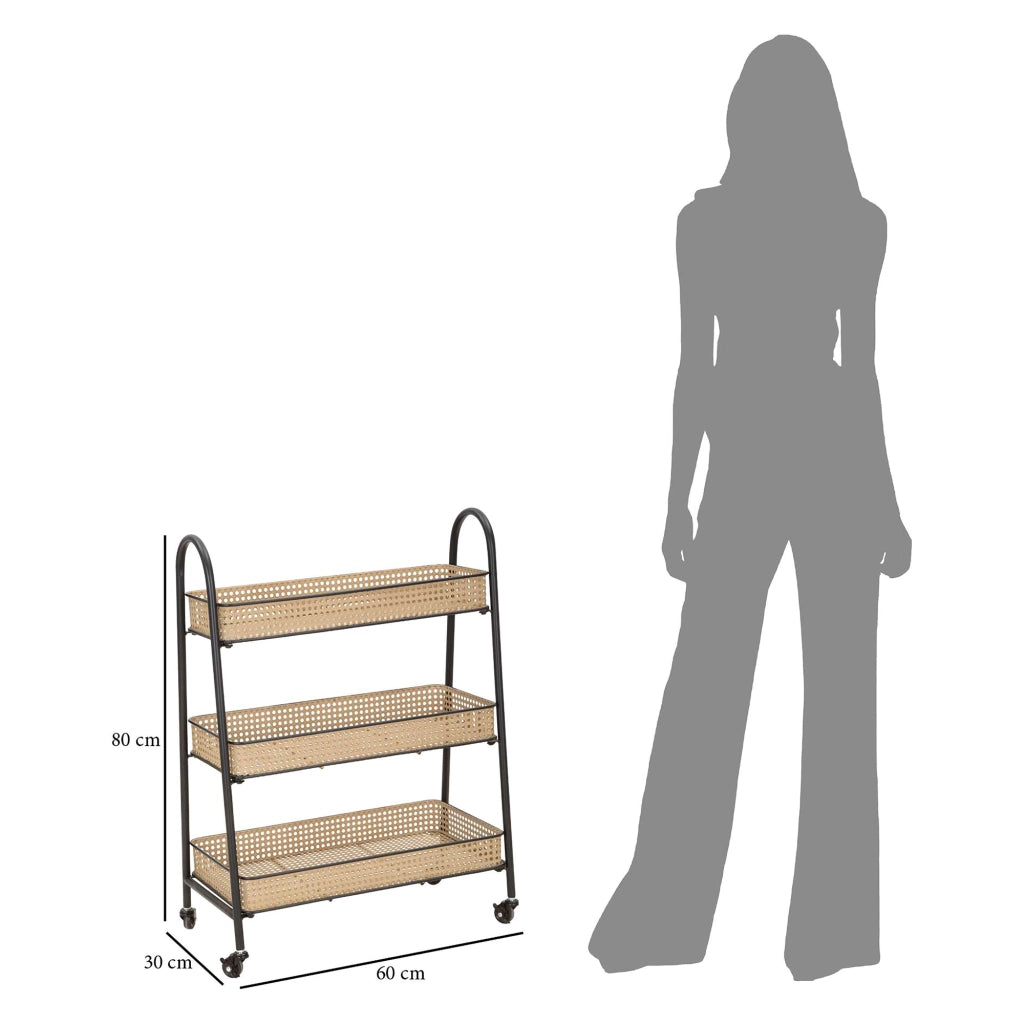 Fapaga, Carrello 3 Ripiani, 60x30x80h cm Marrone