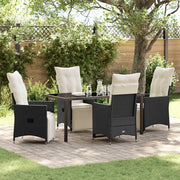 Set da Pranzo per Giardino con cuscino 5 pcs Nero polyrattan 3379565