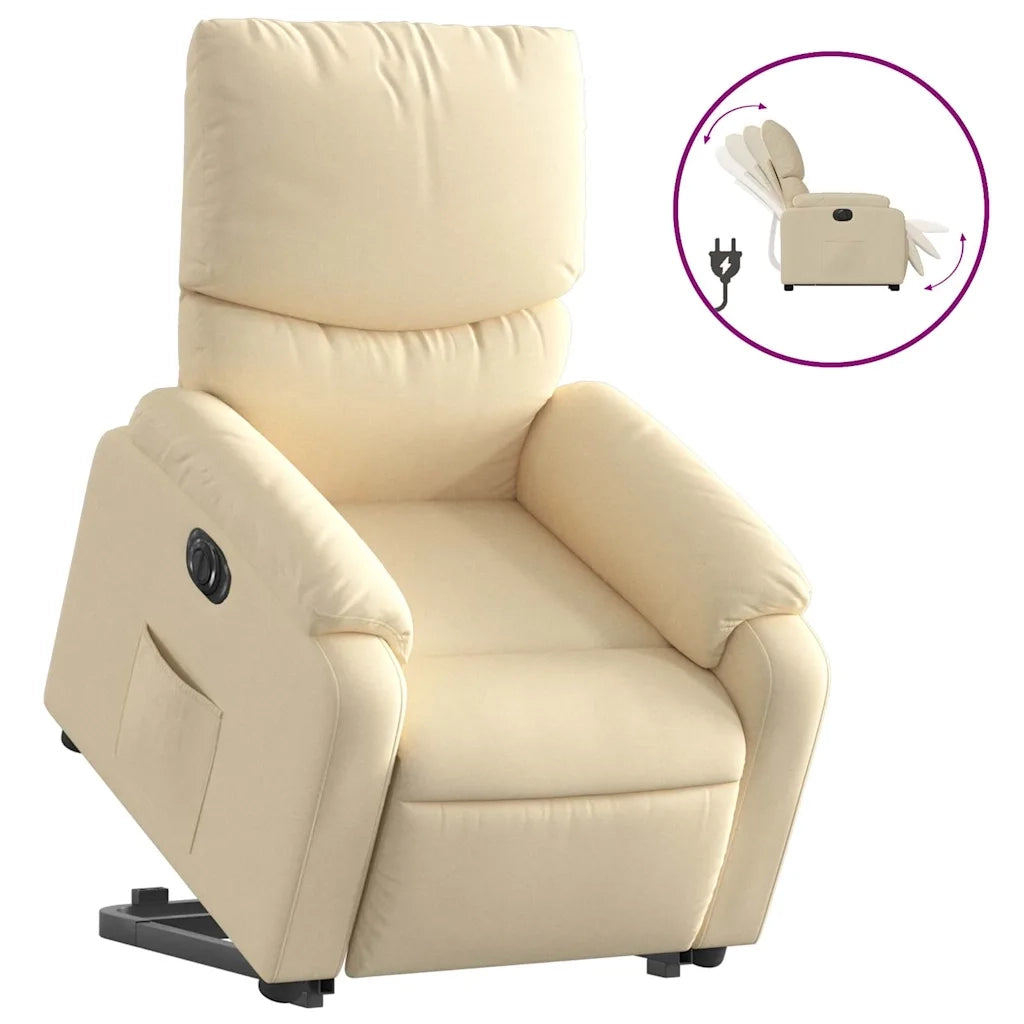 Poltrona | Sedia Relax Alzapersona Reclinabile Elettrica Crema in Tessuto