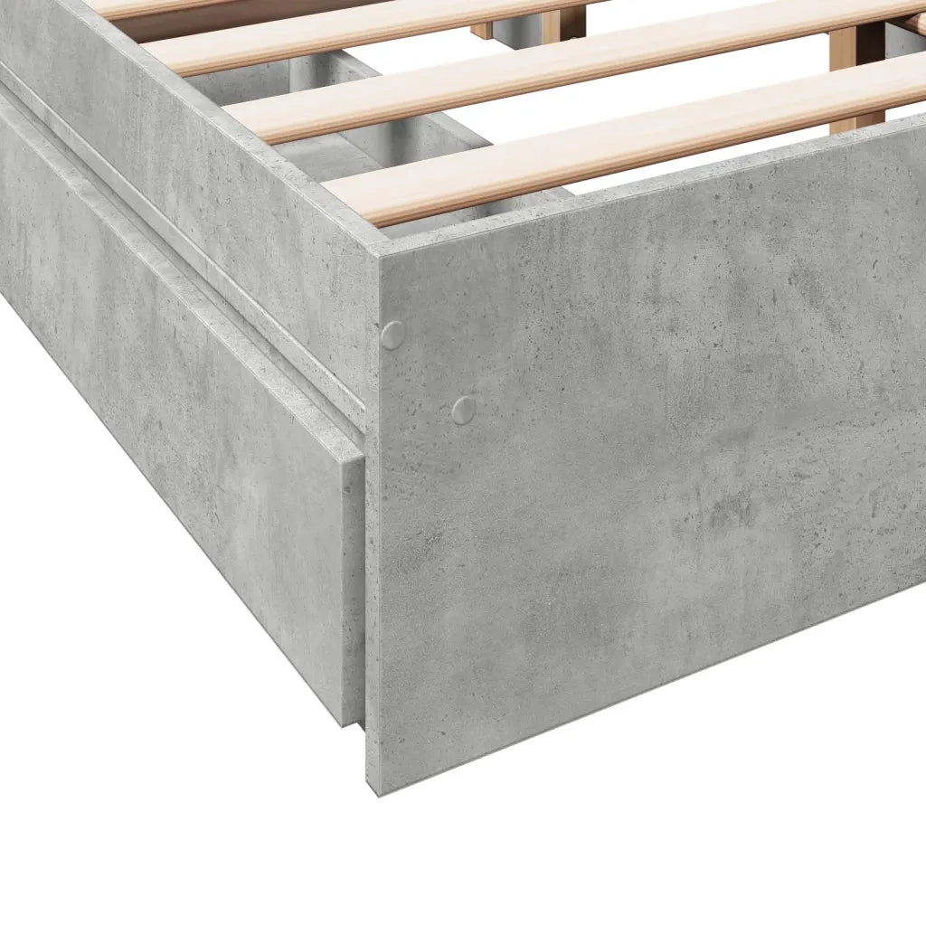 Giroletto Cassetti-Struttura Letto con contenitore Grigio Cemento 135x190 cm Legno Multistrato 222229