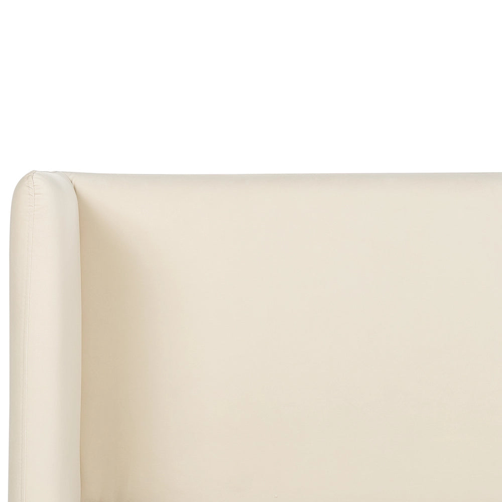 Letto con rete a doghe velluto beige 180 x 200 cm testiera e gambe nere camera da letto soggiorno