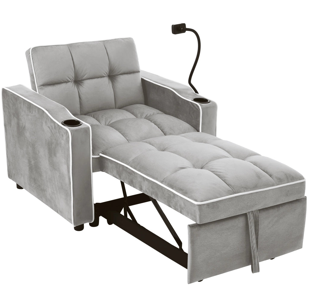 Poltrona letto estraibile 3 in 1 grigio 83x167x76 cm