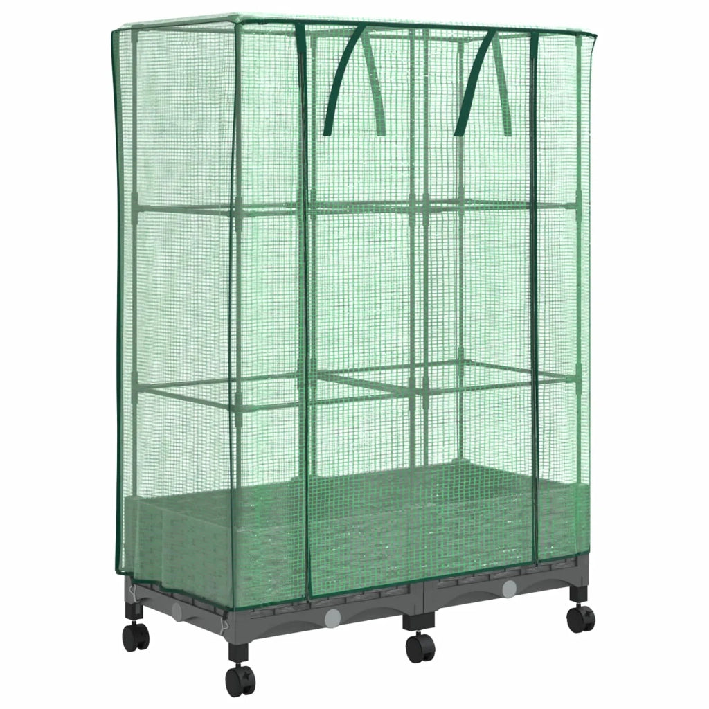 Vaso da Giardino con Copertura per Serra e Ruote 2 pz PP 3422977