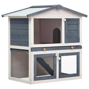 Conigliera da esterno con 3 porte 94 x 60 x 98 cm legno grigio e bianco 02_0000589