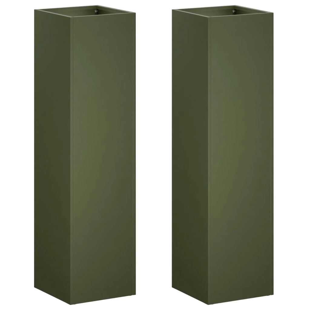Vaso da giardino 2 pz Verde Oliva 20 x 20 x 75 cm 8005323