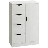 Mobile Bagno con 4 Cassetti, Armadietto a 2 Livelli e Maniglie Ritagliate, in Legno, 54x29x83 cm, Bianco