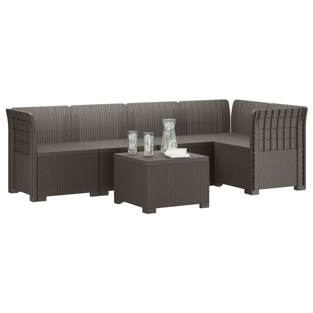 Divano da Giardino 5 Posti Stile Rattan PP Grigio Chiaro 3444069