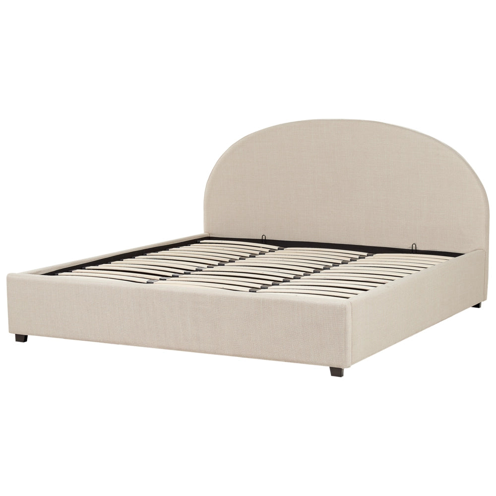 Letto matrimoniale contenitore minimalista beige 180 x 200 cm stile retrò minimalista