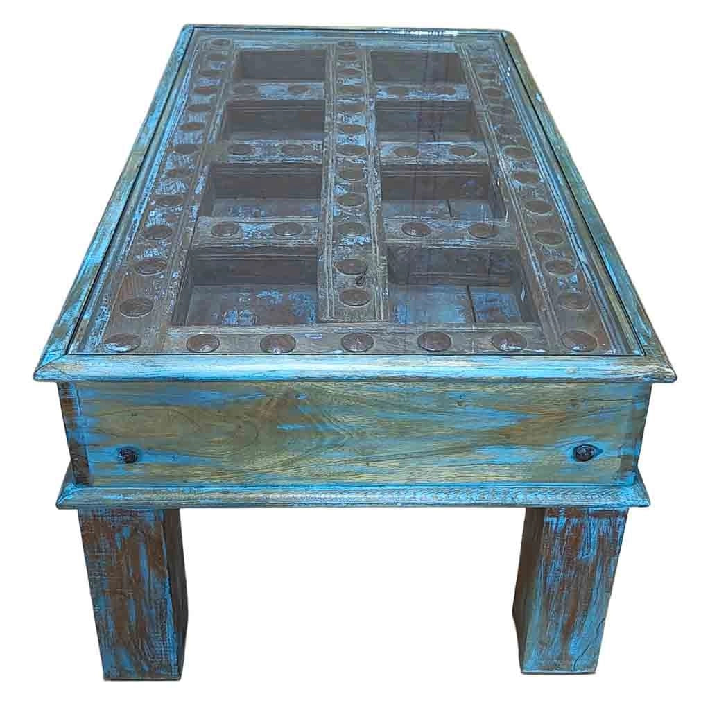 Tavolino da caffè in legno fatto a mano 107x57x45h cm