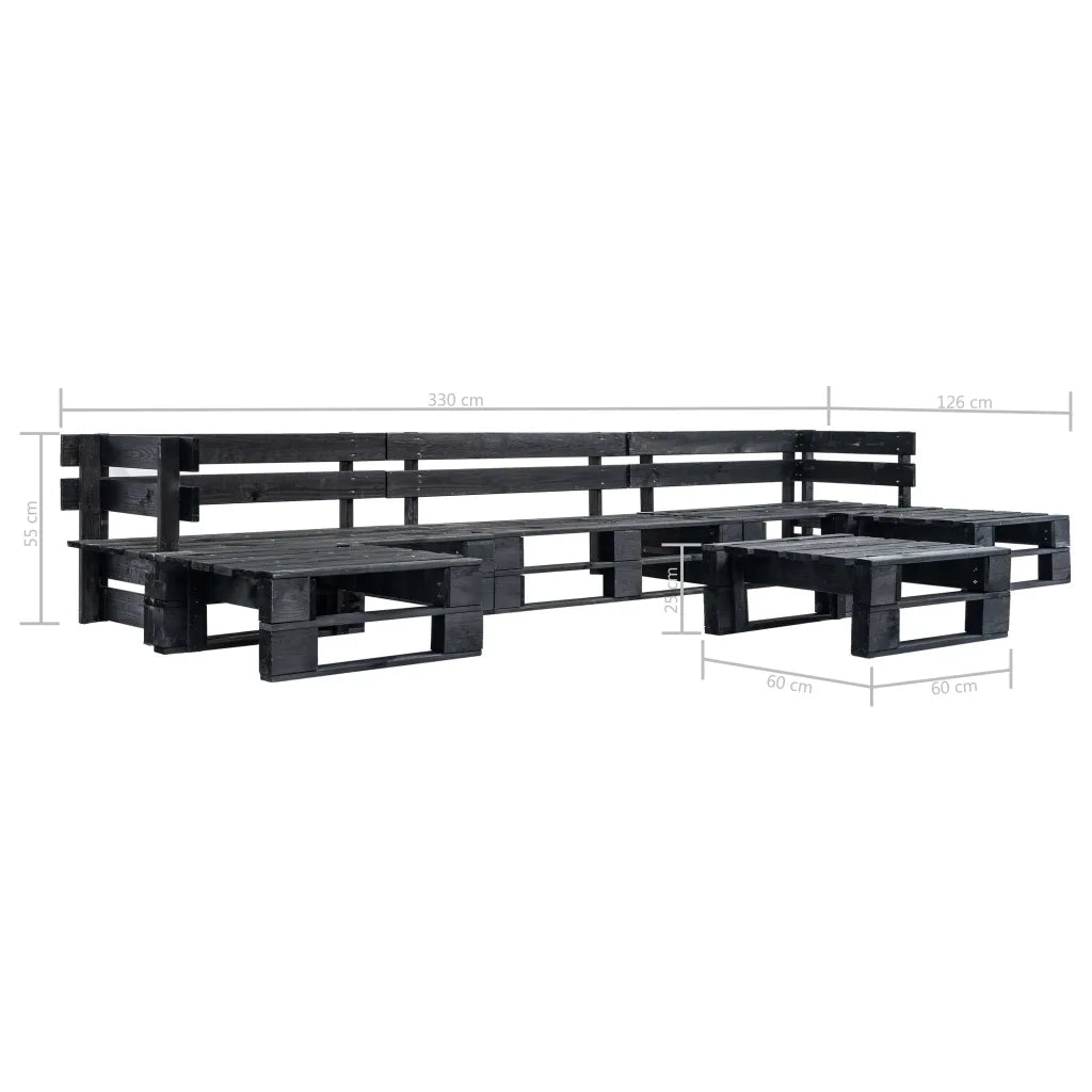 Set Divani da Giardino su Pallet 6 pz Nero in Legno 277432