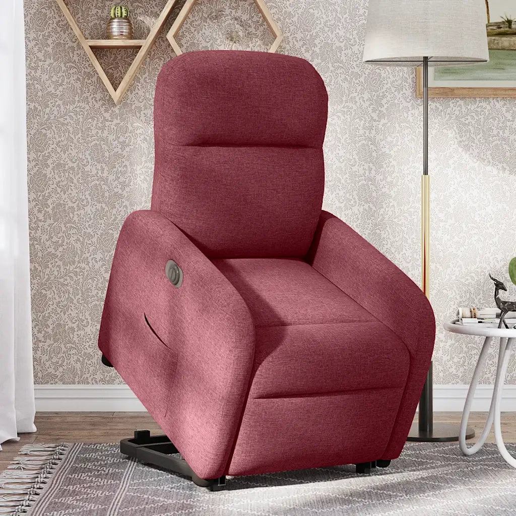 Poltrona Alzapersona Reclinabile Elettrica Rosso Vino Tessuto