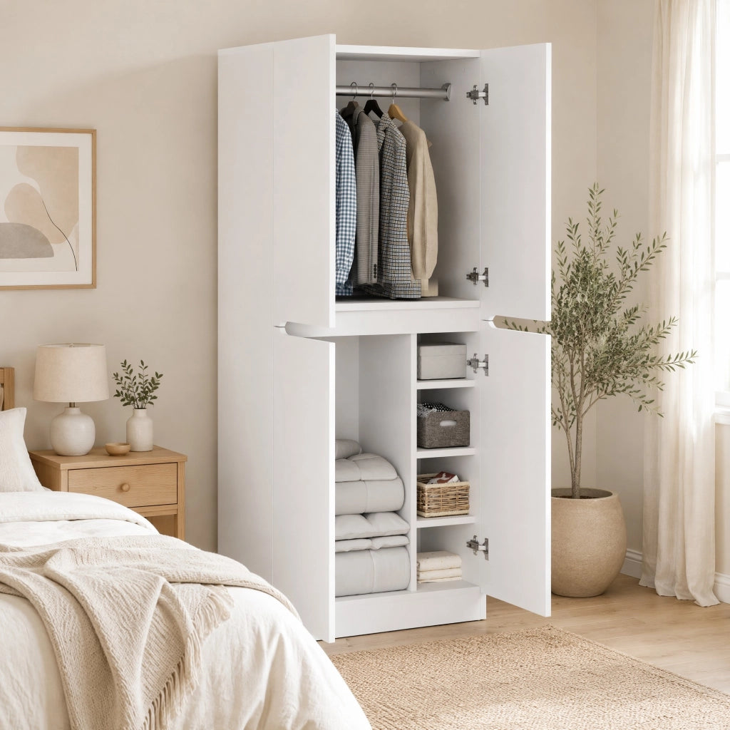 ARMADIO 70 x 40 x 170 cm a doppia porta, bianco, legno