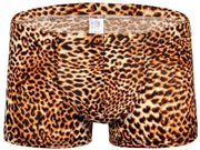 Boxer da uomo - Slitta sexy per uomo - Sottoveste adattabile - Nero/giallo/marrone - Boxer elastico - Regalo per amico - Moda leopardo