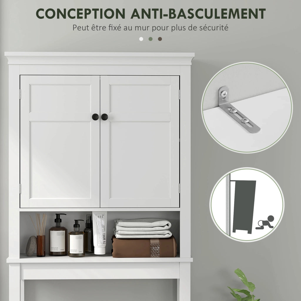 Mobiletto Bagno con Ante e Ripiani Regolabili ¨C Zephmum ¨C Bianco 60x30x