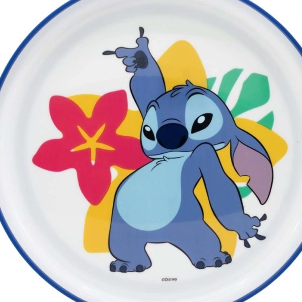 Piatto Antiscivolo per Bambini Microonde Stitch Bianco / Blu Disney