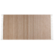 Tappeto in PET riciclato colore beige con frange 80 x 150 cm interno esterno