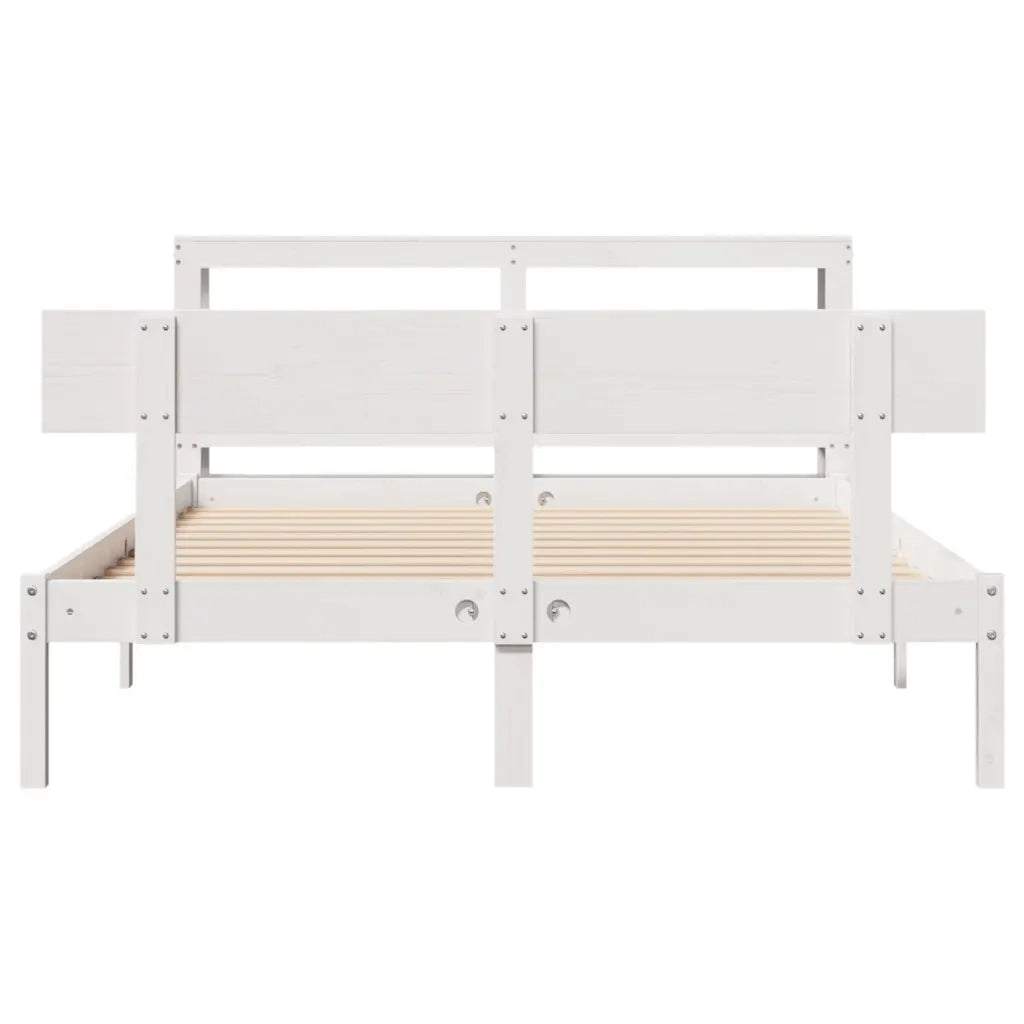 Letto senza Materasso Bianco 140x190 cm Legno Massello di Pino