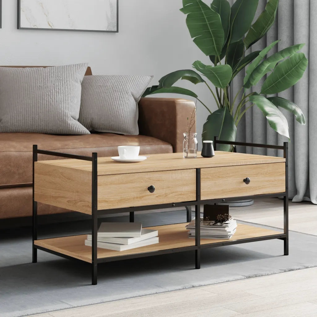 Tavolino da Salotto-Tavolino da soggiorno-Tavolo Rovere Sonoma 99x50x50cm Legno Multistrato