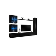 Set di mobili da salotto murali SWITCH XVIII design, colore nero lucido.