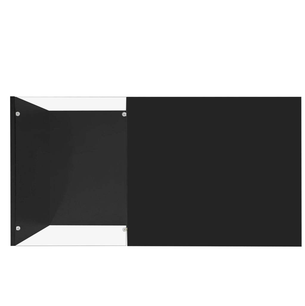 Tavolino da caffè nero lucido 100 x 50 cm con vetro e LED multicolore