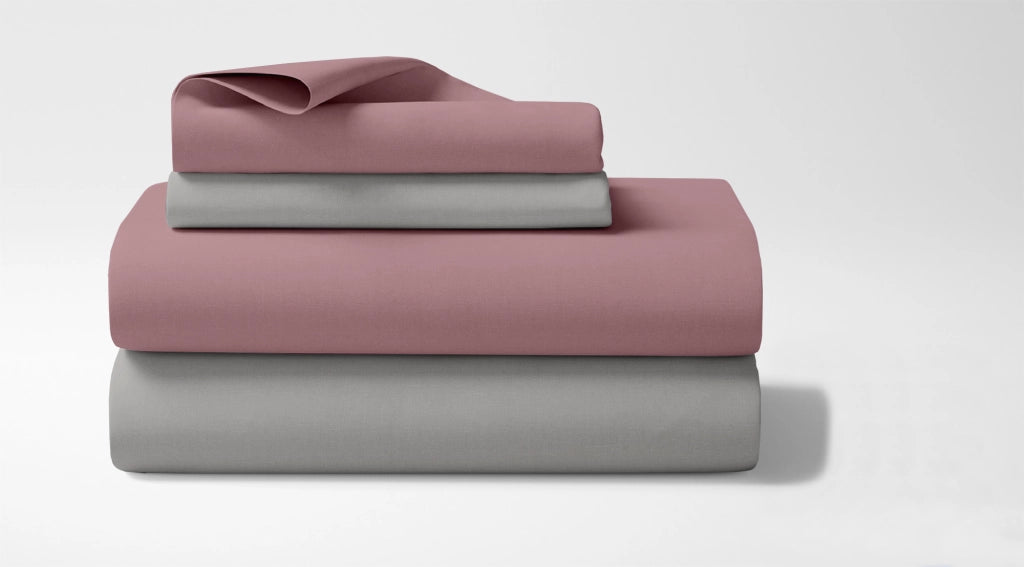 Completo Lenzuola Invernali Felpate In Calda Flanella Bicolore Set Biancheria Da Letto Anti Pilling Lenzuolo Sopra,Sotto Con Angoli Elasticizzati E Federe Prodotto Certificato Rosa-grigio - Singolo