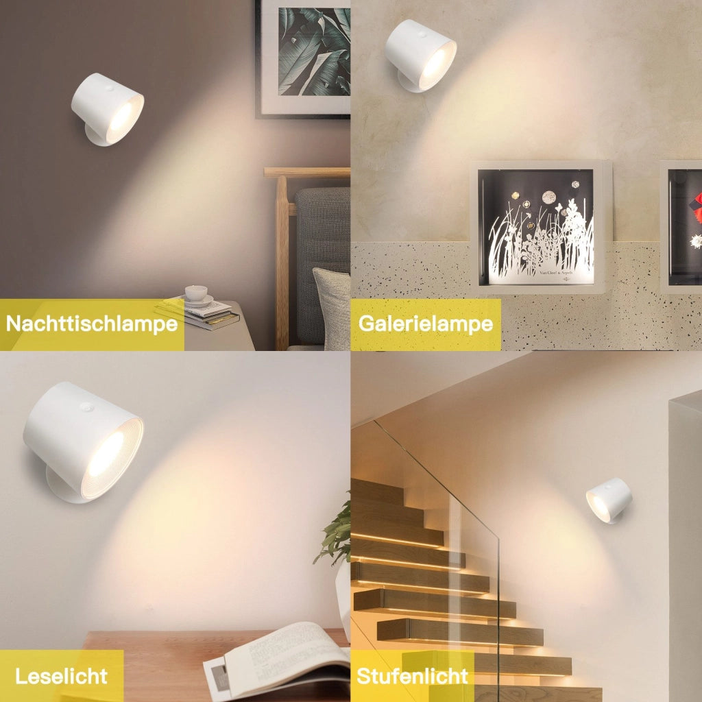 ZMH Lampada da Parete LED 2 Pezzi con Batteria Orientabile Controllo Touch 3 Livelli di Luminosità Bianco per Soggiorno