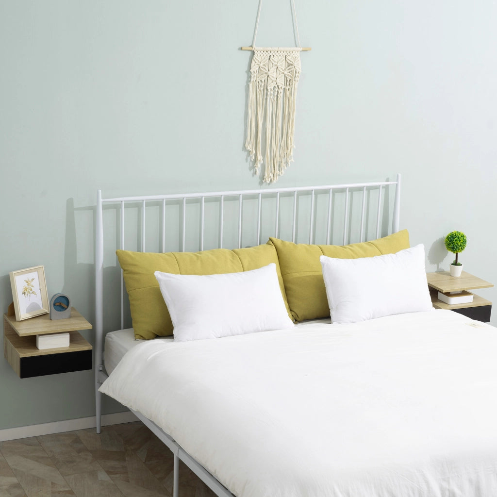 Comodino a muro ¨C Minimal ¨C nero effetto rovere