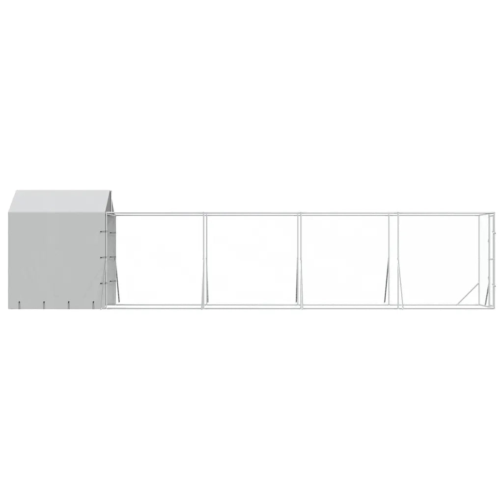 Cuccia Cani da Esterno Tetto Argento 2x10x2,5 m Acciaio Zincato 3190476