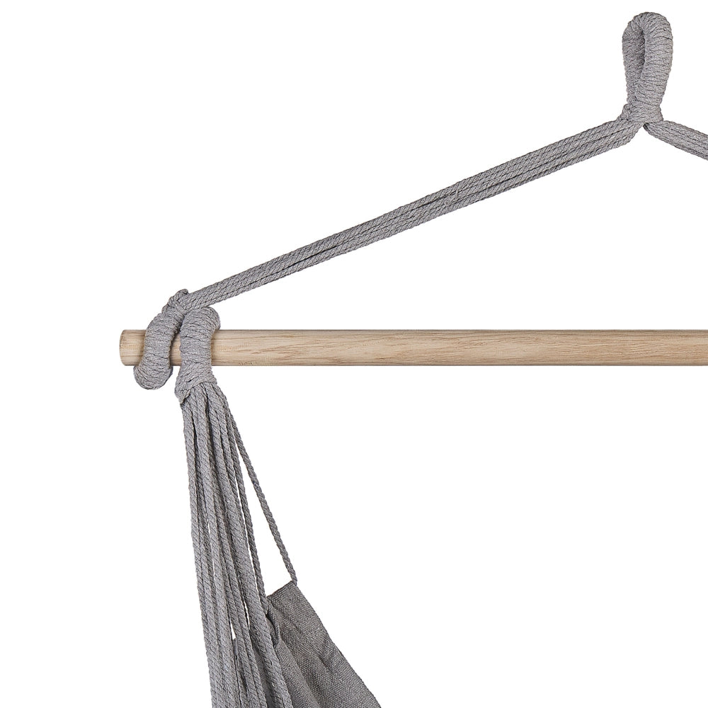 Sedia a dondolo sospesa in cotone grigio chiaro e sedile altalena in poliestere per interni ed esterni in stile boho