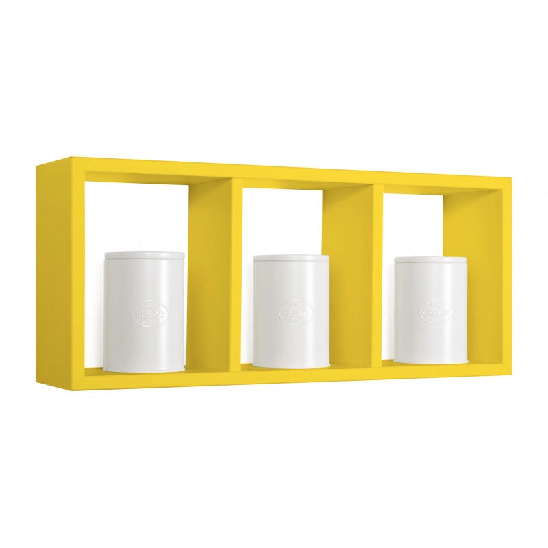 Mensola da Muro, Libreria Sospesa, Libreria da Parete, Scaffale da Parete, Giallo Canarino, 70x30 p15,5 cm - Tristano
