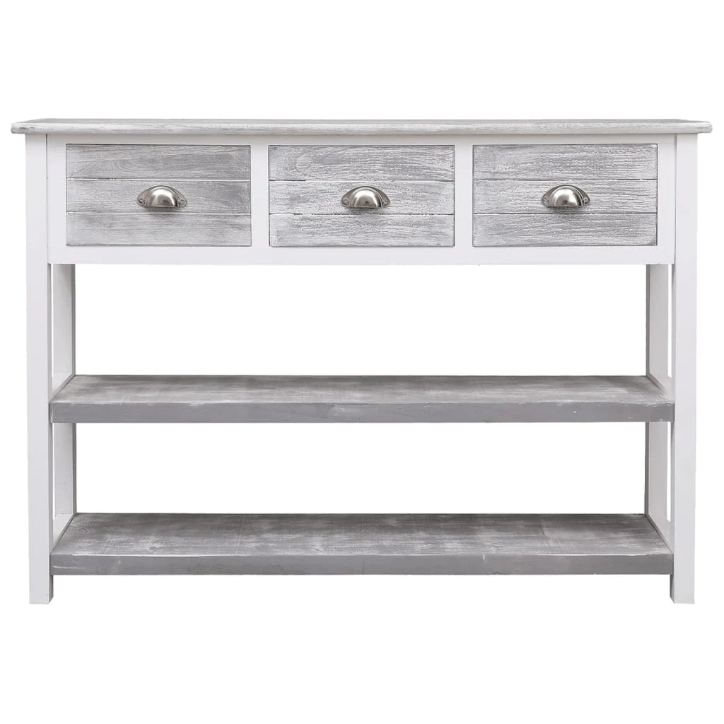 Buffet credenza cassettiera armadio mobile contenitore organizer cucina soggiorno stile antico 108 x 30 x 76 cm legno massello di Paulownia grigio 02_0031812