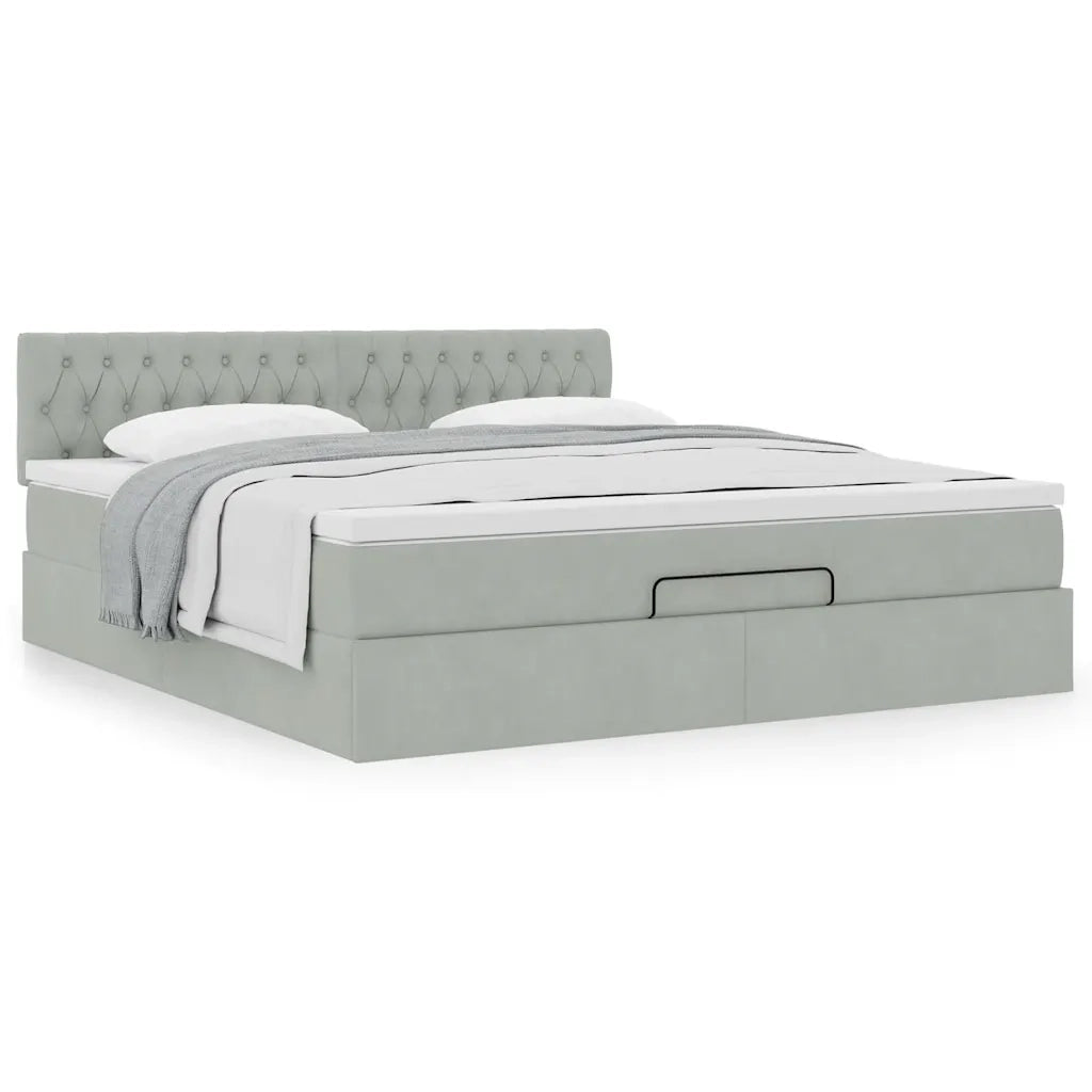 Struttura Letto Pouf con Materasso 160x200 cm in Velluto 3311855