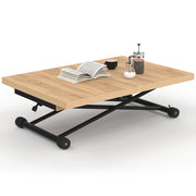 IDMarket - Tavolino di design industriale in legno e nero ALTURA, allungabile e trasformabile in tavolo da pranzo rettangolare