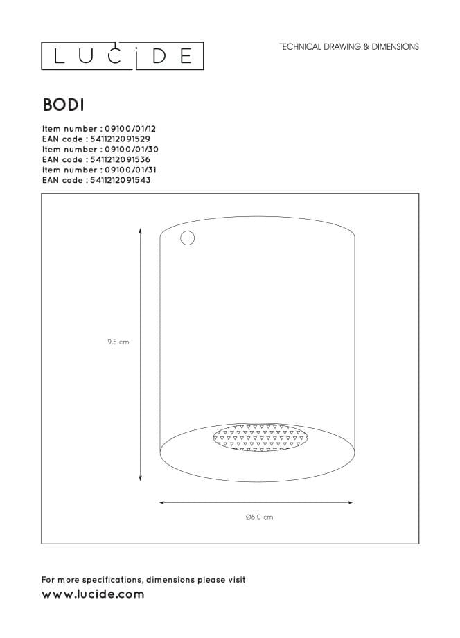 Spot soffitto Lucide BODI nero alluminio GU10 50W