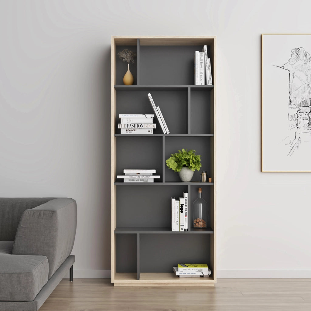 Libreria Herdasa effetto rovere e grafite 191x80x32