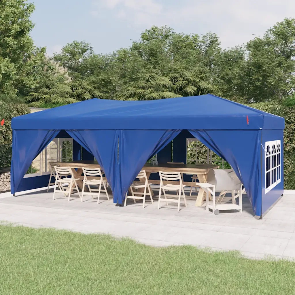 Tenda per Feste Pieghevole con Pareti Laterali-Tenda Gazebo Blu 3x6 m 795201