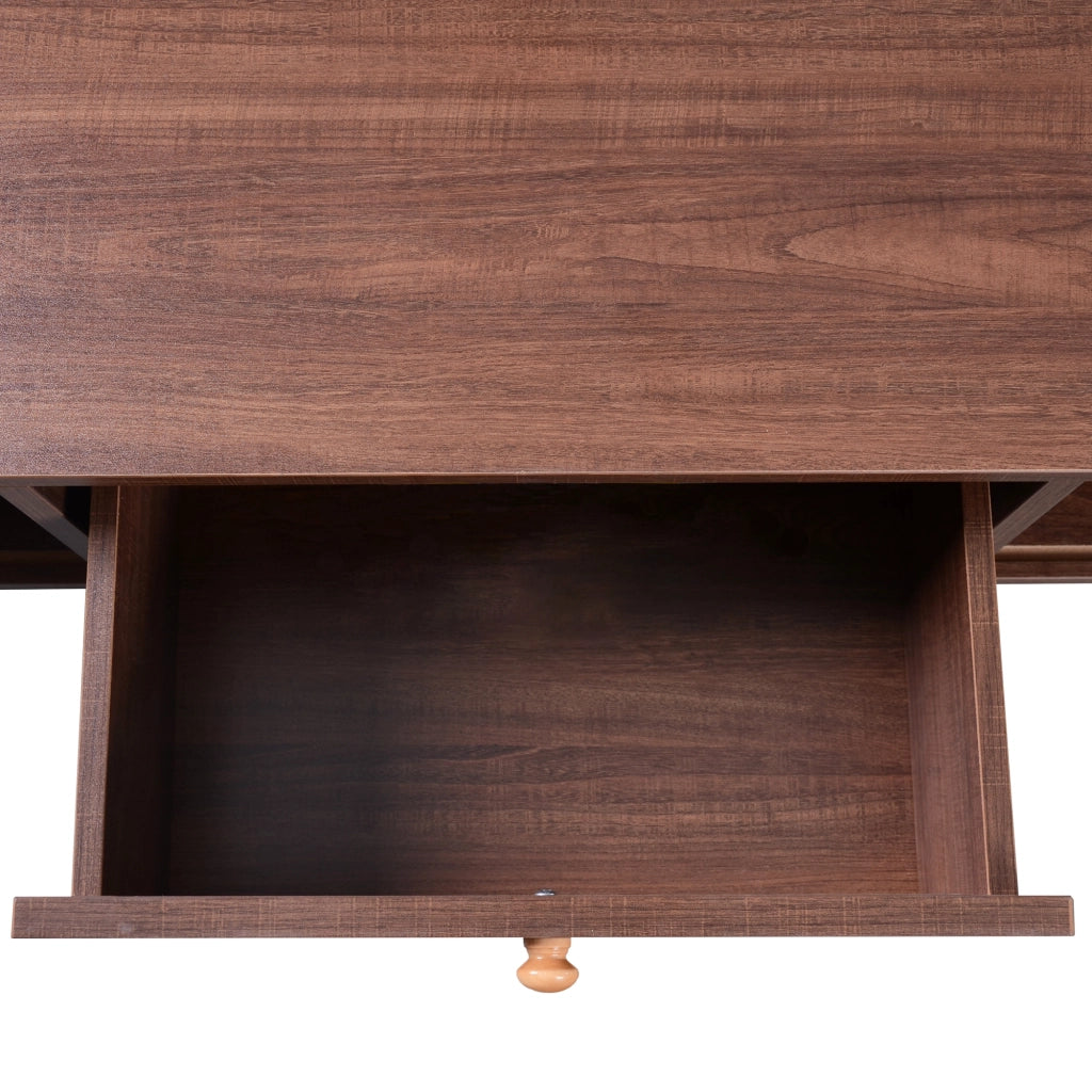 Tavolino da caffè con 2 Cassetti e 2 Ante scorrevoli; in MDF; per Soggiorno; 110 × 55 × 38.5 cm; Naturale