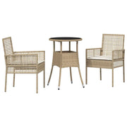 Set da Pranzo per Giardino 3 pz | Set Salotto da Giardino Beige polyrattan