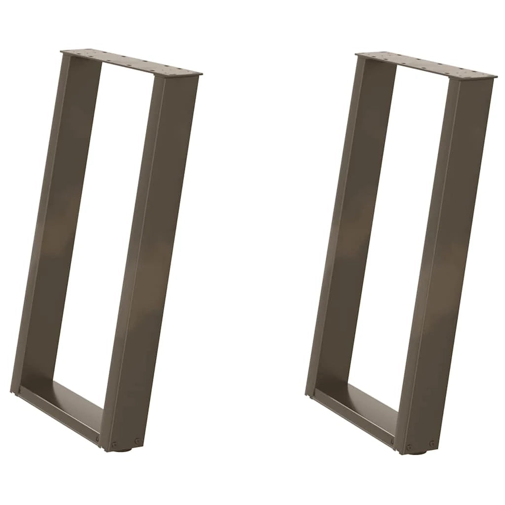 Set di 2 gambe per tavolo da pranzo a forma di U 60 x 73 cm robuste e stabili design moderno in acciaio naturale 02_0057071