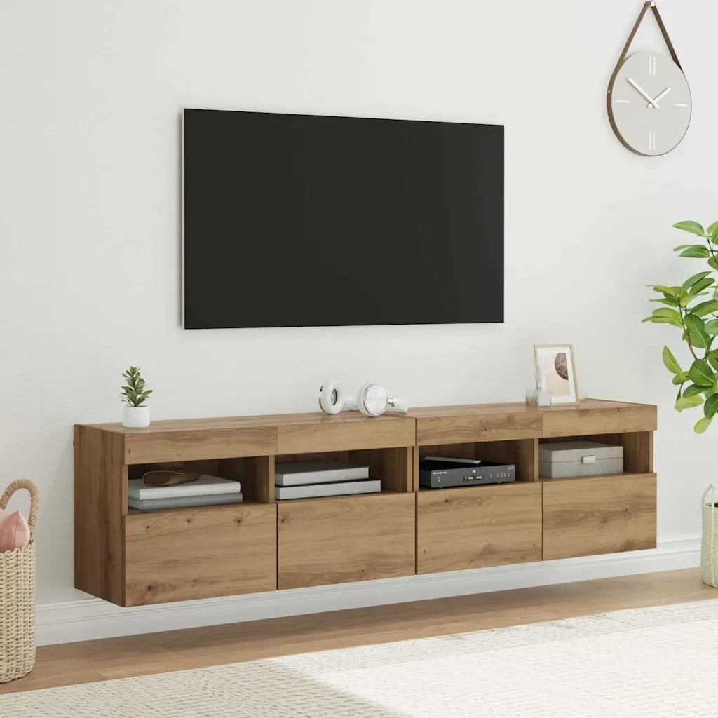 Mobiletti TV da Parete 2 pz | Armadietto TV | Mobile Porta TV Rovere artigianale 80 x 30 x 40 cm