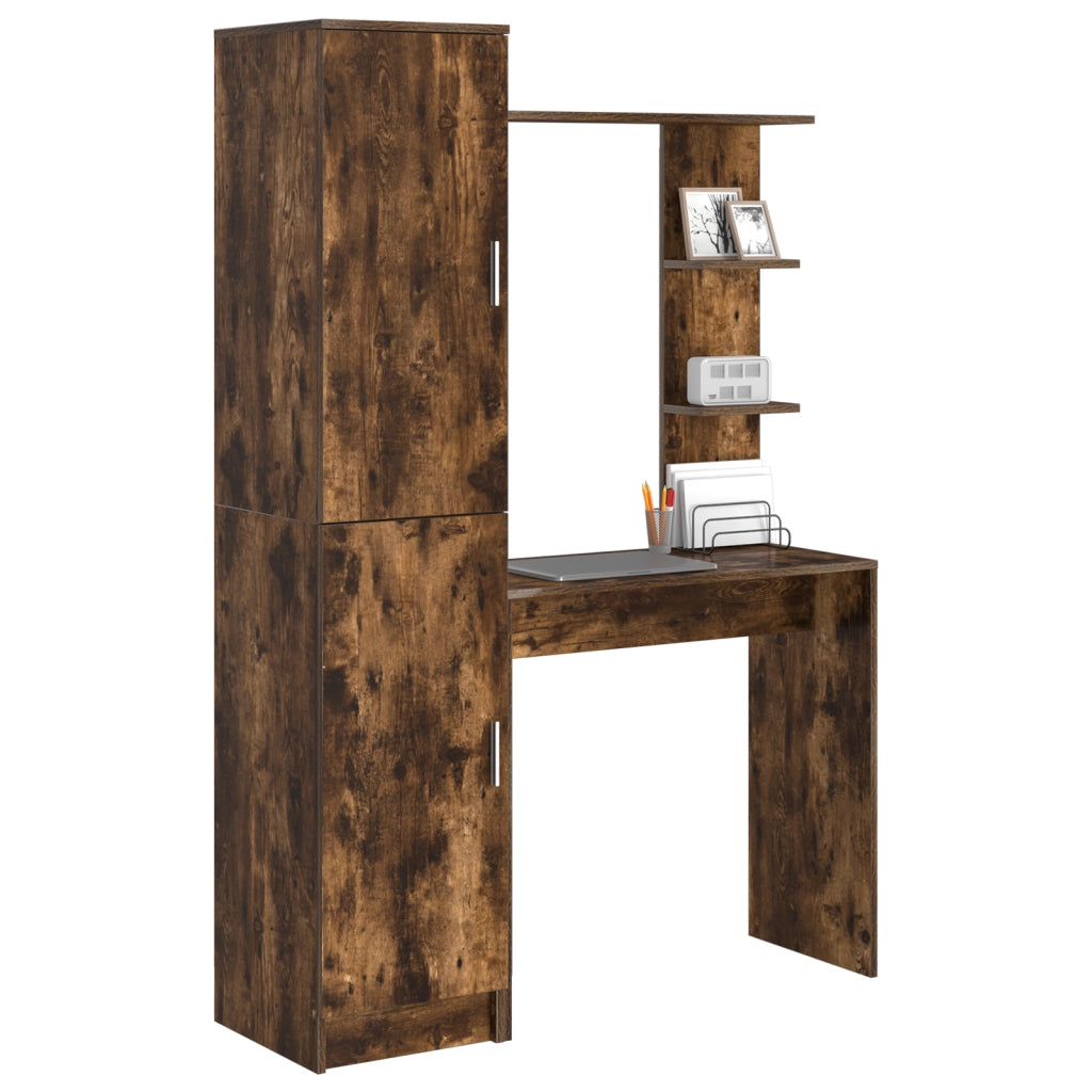Scrivania con spazio di archiviazione rovere affumicato legno ingegnerizzato